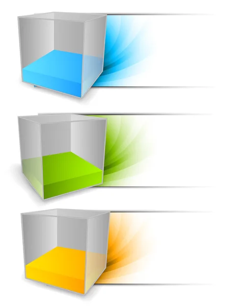 Set di banner con cubi — Vettoriale Stock