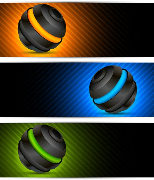 Ensemble de bannières avec sphères — Image vectorielle