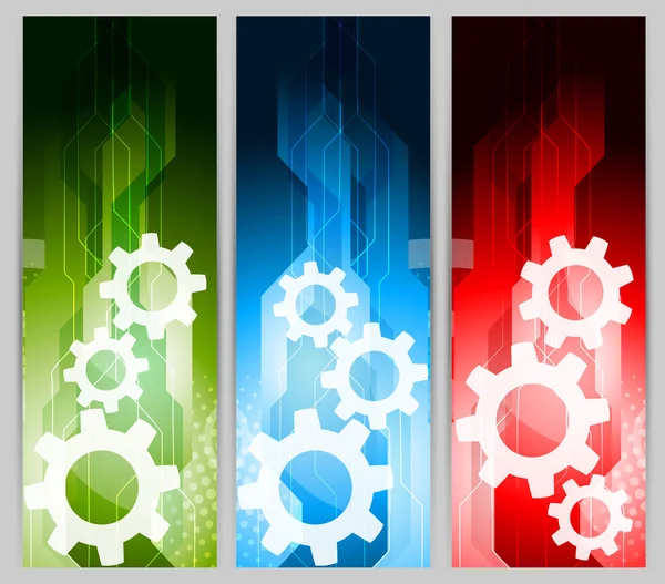 Set of banners with gears — Stock Vector