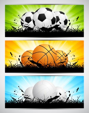 Set of banners with balls clipart