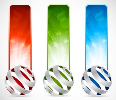 Set of banners with spheres clipart