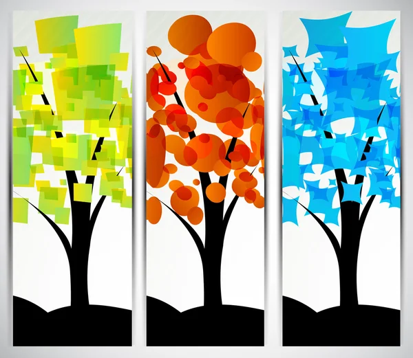Ensemble de bannières avec arbre — Image vectorielle