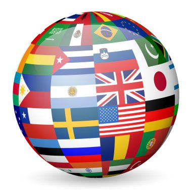 National flags globe clipart