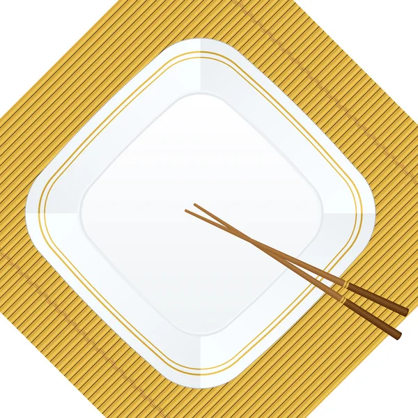 Ätpinnar och plattan på bambu täcker — Stock vektor
