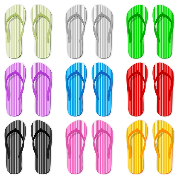 Color flip flop set — Stock Vector
