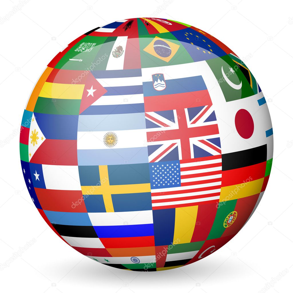 National flags globe
