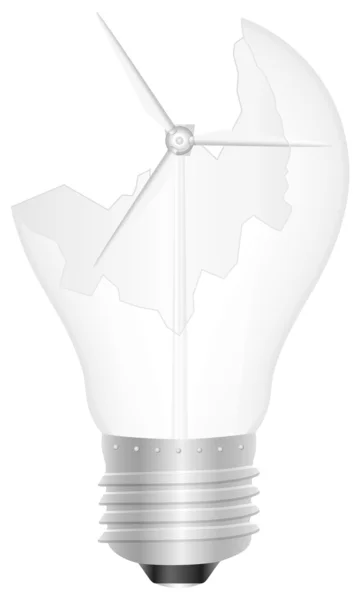 Broken light bulb and wind generator — Stock Vector
