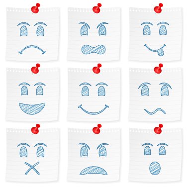 paper note and drawing face clipart