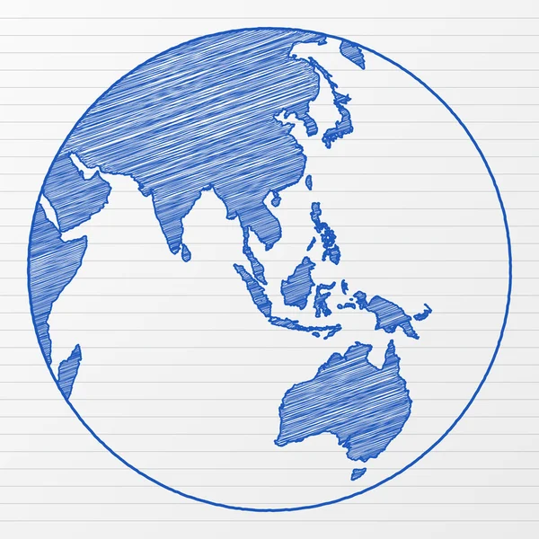 Zeichnung Welt Globus 4 — Stockvektor