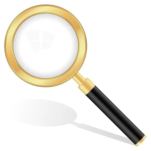 Gold magnifying glass — Stock Vector