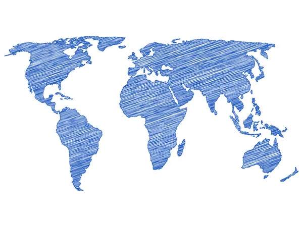 Dessin isolé carte du monde — Image vectorielle