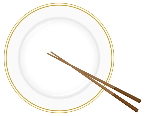 Тарелки и палочки для еды — стоковый вектор