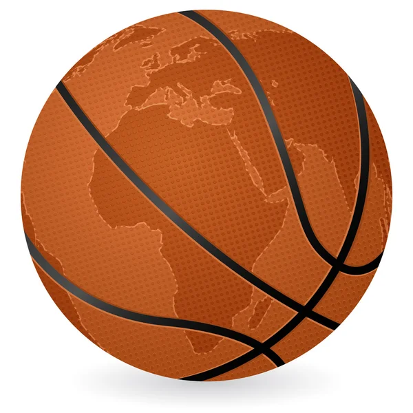 Piłkę do koszykówki mapę świata — Wektor stockowy