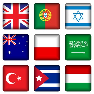 square national flag buttons 4 clipart