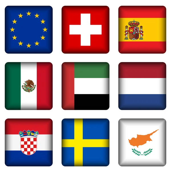 Botões quadrados da bandeira nacional 5 — Vetor de Stock