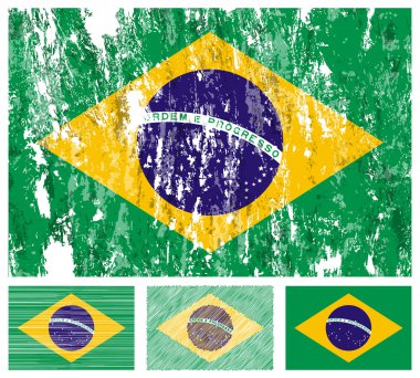 Brazil grunge flag set clipart