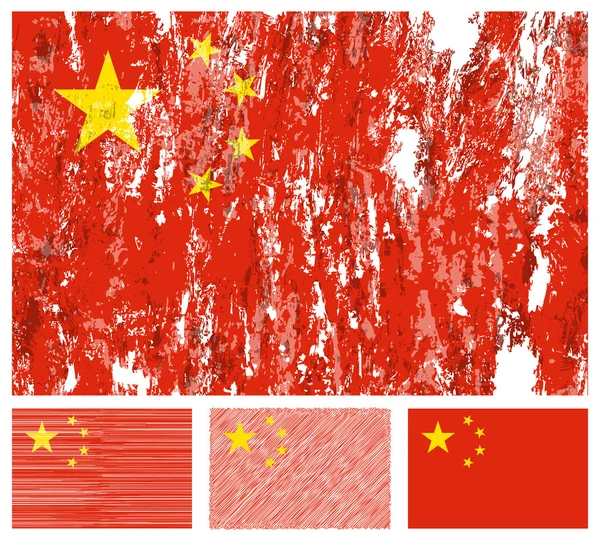 Çin grunge bayrağı ayarlanmış — Stok Vektör