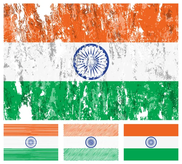 Indien grunge-flaggan inställd — Stock vektor