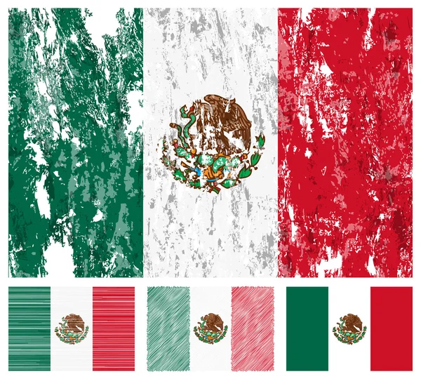 Messico set bandiera grunge — Vettoriale Stock