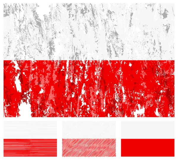 Jeu de drapeau Pologne grunge — Image vectorielle