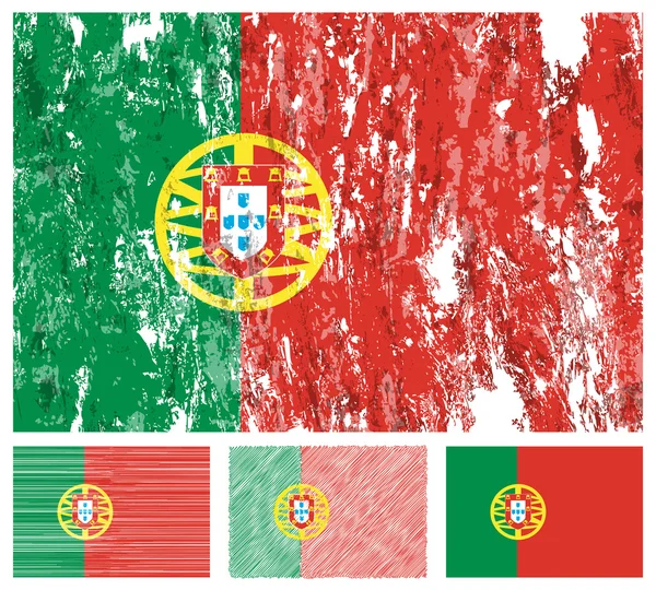 Πορτογαλία σημαία grunge σύνολο — Διανυσματικό Αρχείο