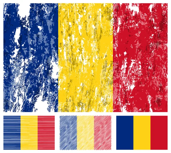 Roemenië grunge vlag is ingesteld — Stockvector