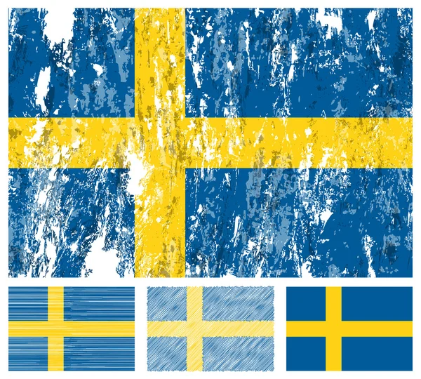 İsveç grunge bayrağı ayarlanmış — Stok Vektör