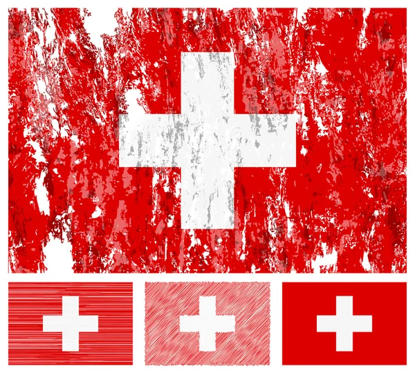 stock vector Switzerland grunge flag set