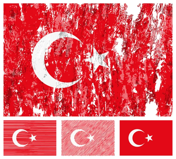 Turkey grunge flag set — Stock Vector