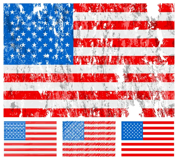 Гранж флаг США установлен — стоковый вектор