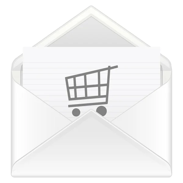 封筒のショッピングカート — ストックベクタ