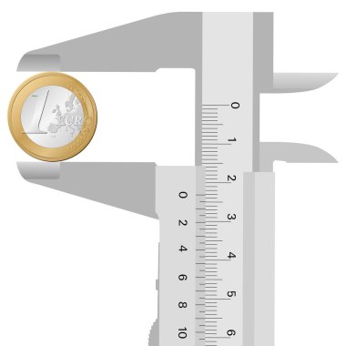 close-up calliper and 1 euro clipart