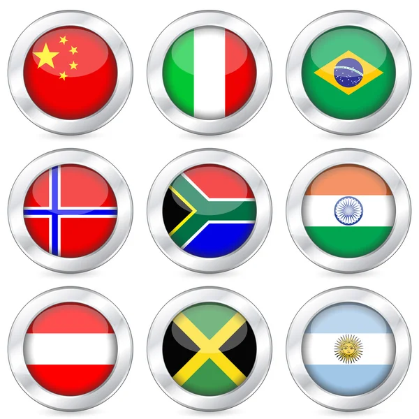 Ensemble de boutons drapeau national 2 — Image vectorielle