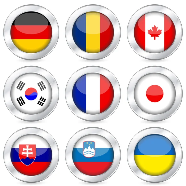 National flag button set 3 — Stock Vector