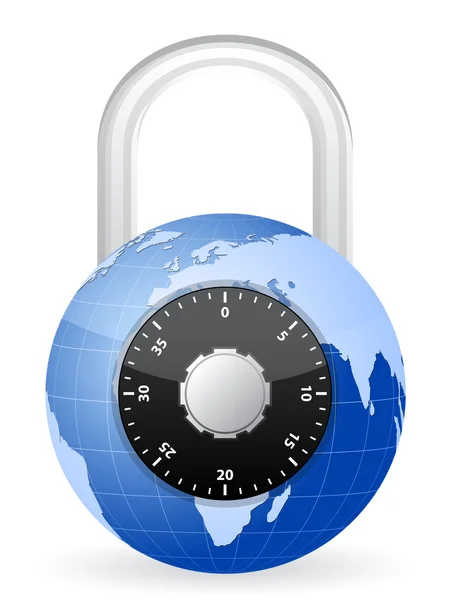 stock vector world globe padlock