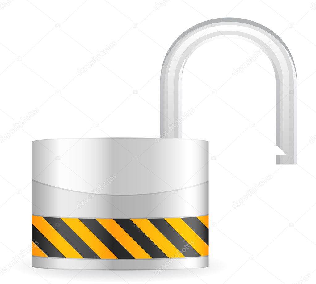 Open security padlock