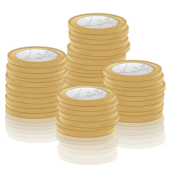 Ein-Euro-Münze stapeln — Stockvektor