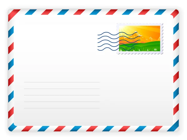 Enveloppe et timbre-poste — Image vectorielle