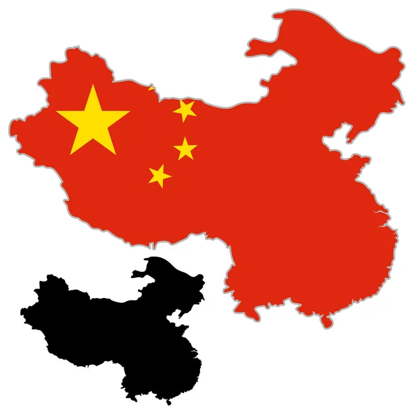 Çin Haritası bayrağı — Stok Vektör