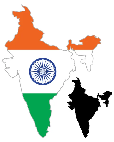 Ινδία χάρτη σημαία — Διανυσματικό Αρχείο