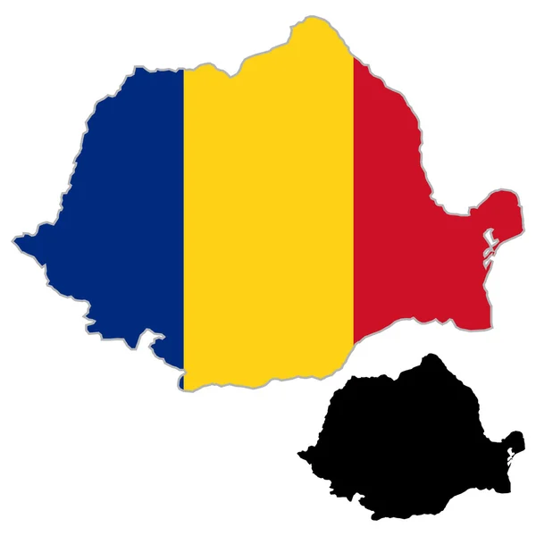 Rumania mapa bandera — Vector de stock