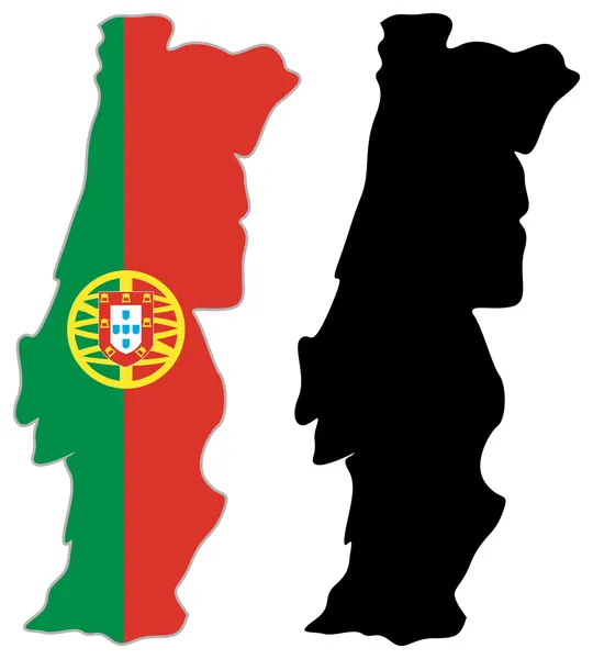 포르투갈 지도 플래그 — 스톡 벡터