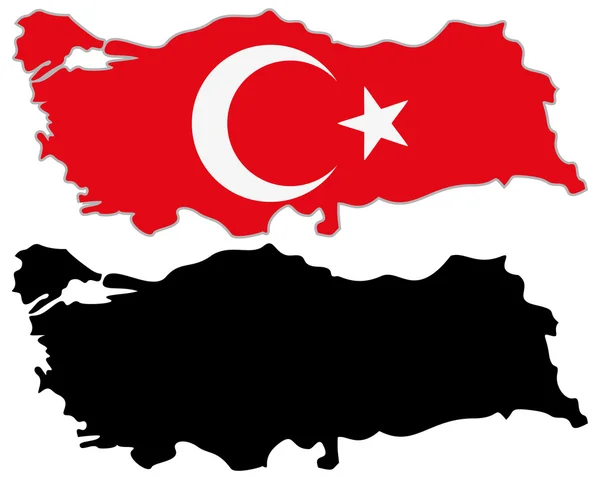 Turquia mapa bandeira — Vetor de Stock