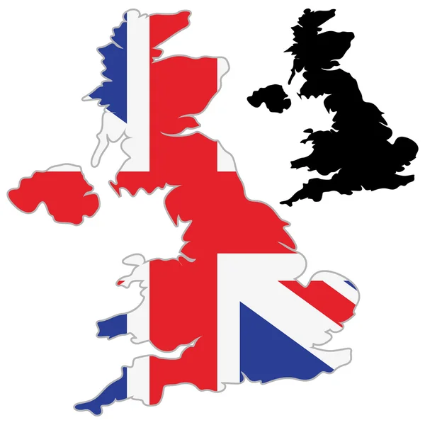 Reino Unido mapa bandeira — Vetor de Stock
