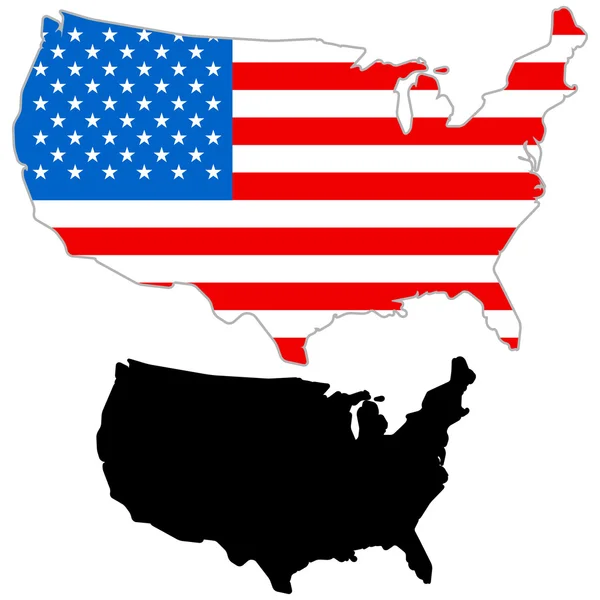 USA kaart vlag — Stockvector