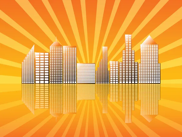 Stadt mit Reflexion orange — Stockfoto