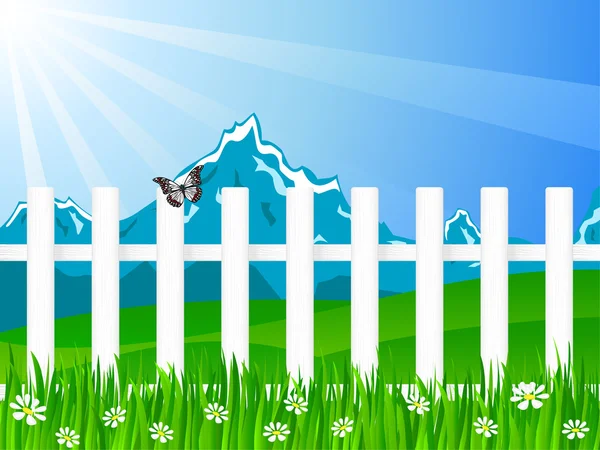 Modrý dřevěný plot — Stockový vektor
