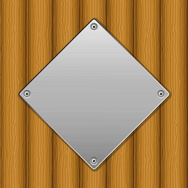 Placa de madeira e placa de metal —  Vetores de Stock