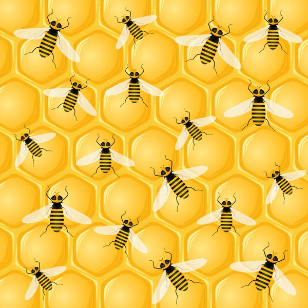 Molte api a nido d'ape — Vettoriale Stock