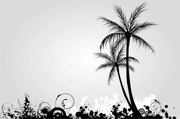 Grunge 背景上的棕榈树 — 图库矢量图片